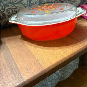 Vintage Orange Casserole Dish with Lid